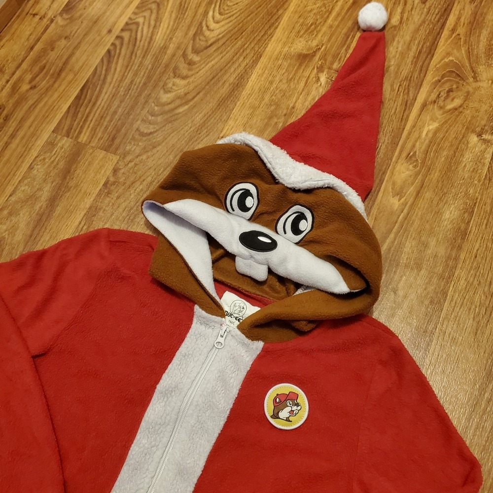 Bucees Bucky‎ Beaver Santa Pajama Costume Kids M/L Red Christmas